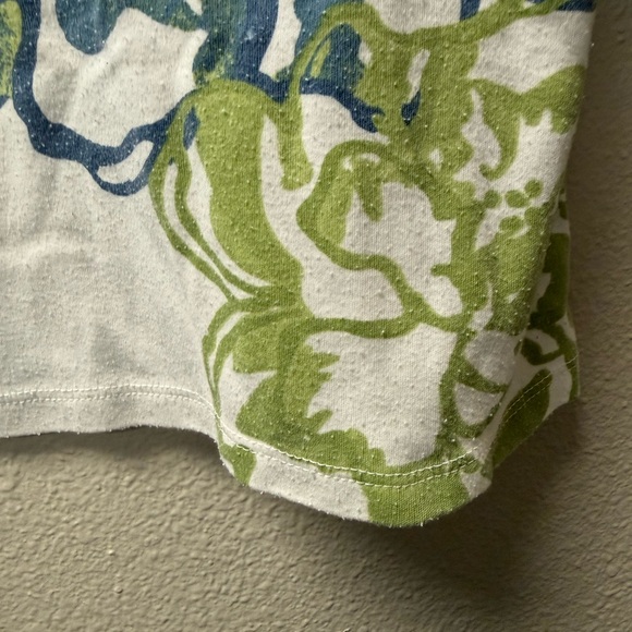 Allison Daley Floral V-Neck Top Blue Green 3/4 Sleeve Medium - Picture 3 of 6